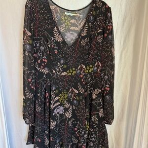 Kimchi Blue Black Dress with Floral Design